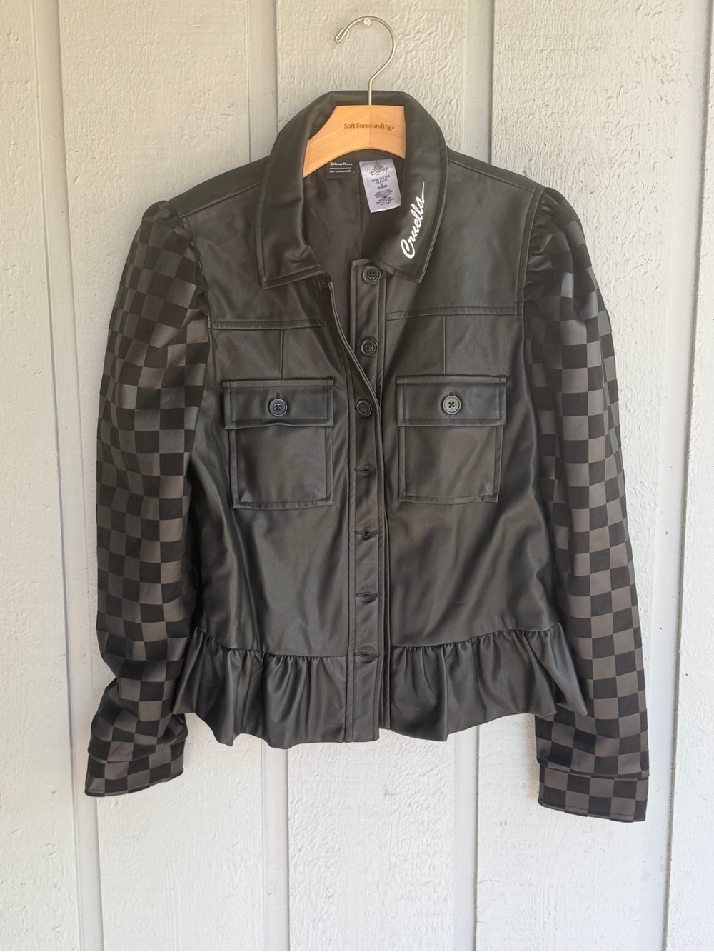 Disney Parks Her Collection Black Faux Leather Cruella Jacket size Women’s M